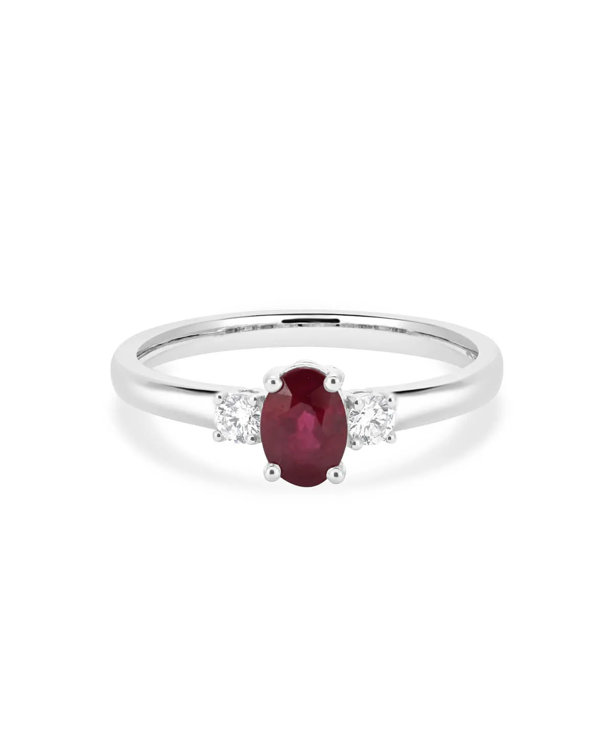 14K White Gold Ruby and Diamond Ring