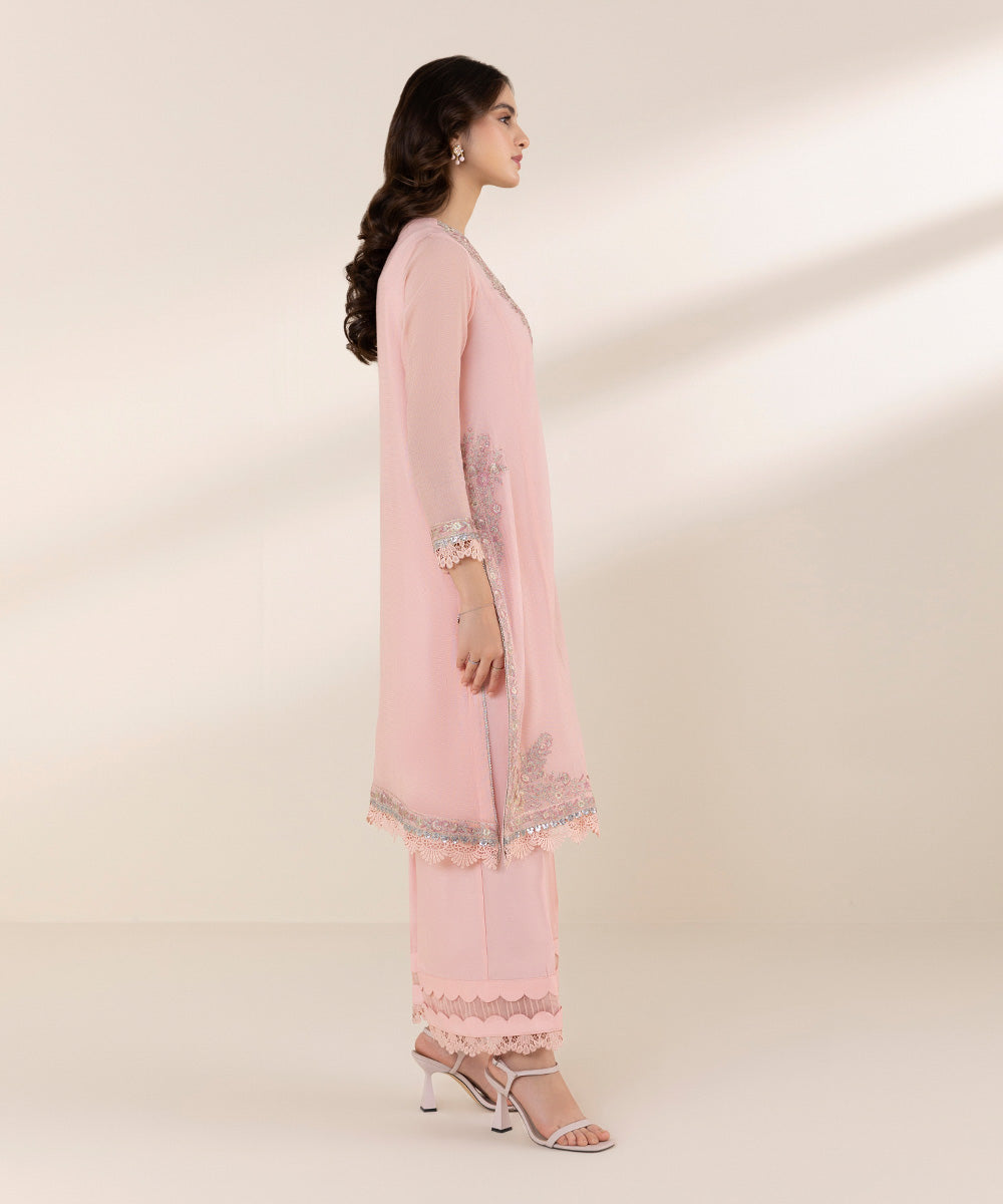 2 Piece - Embroidered Khaddi Net Suit