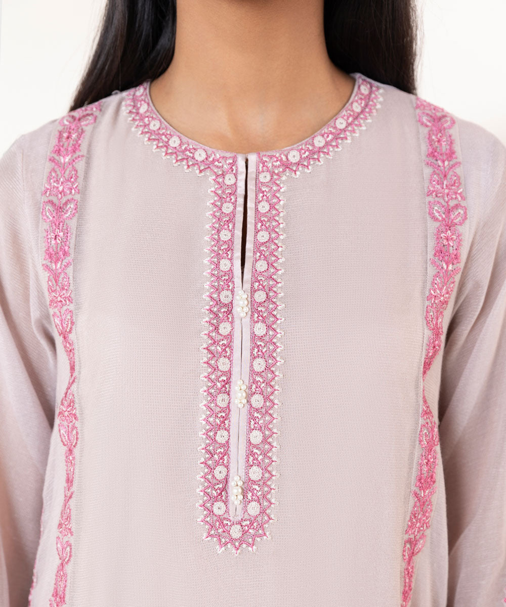 2 Piece - Embroidered Khaddi Net Suit