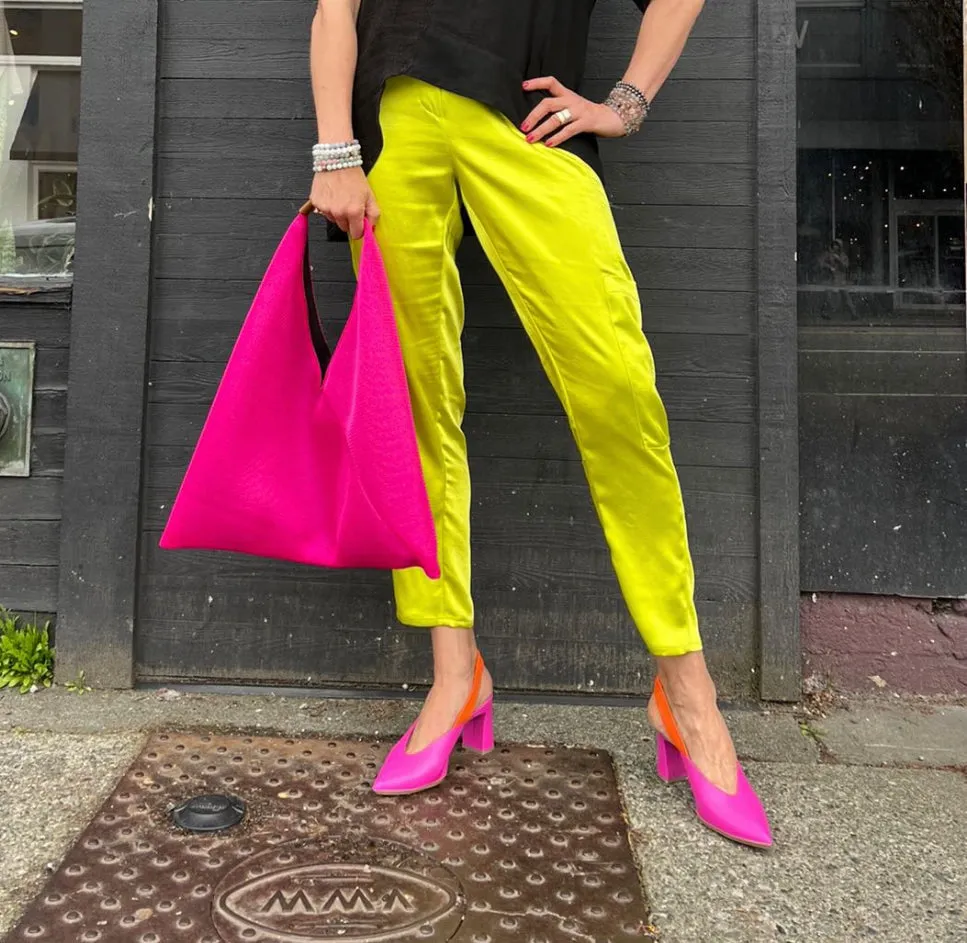 AP3044 Chartreuse Satin Pant