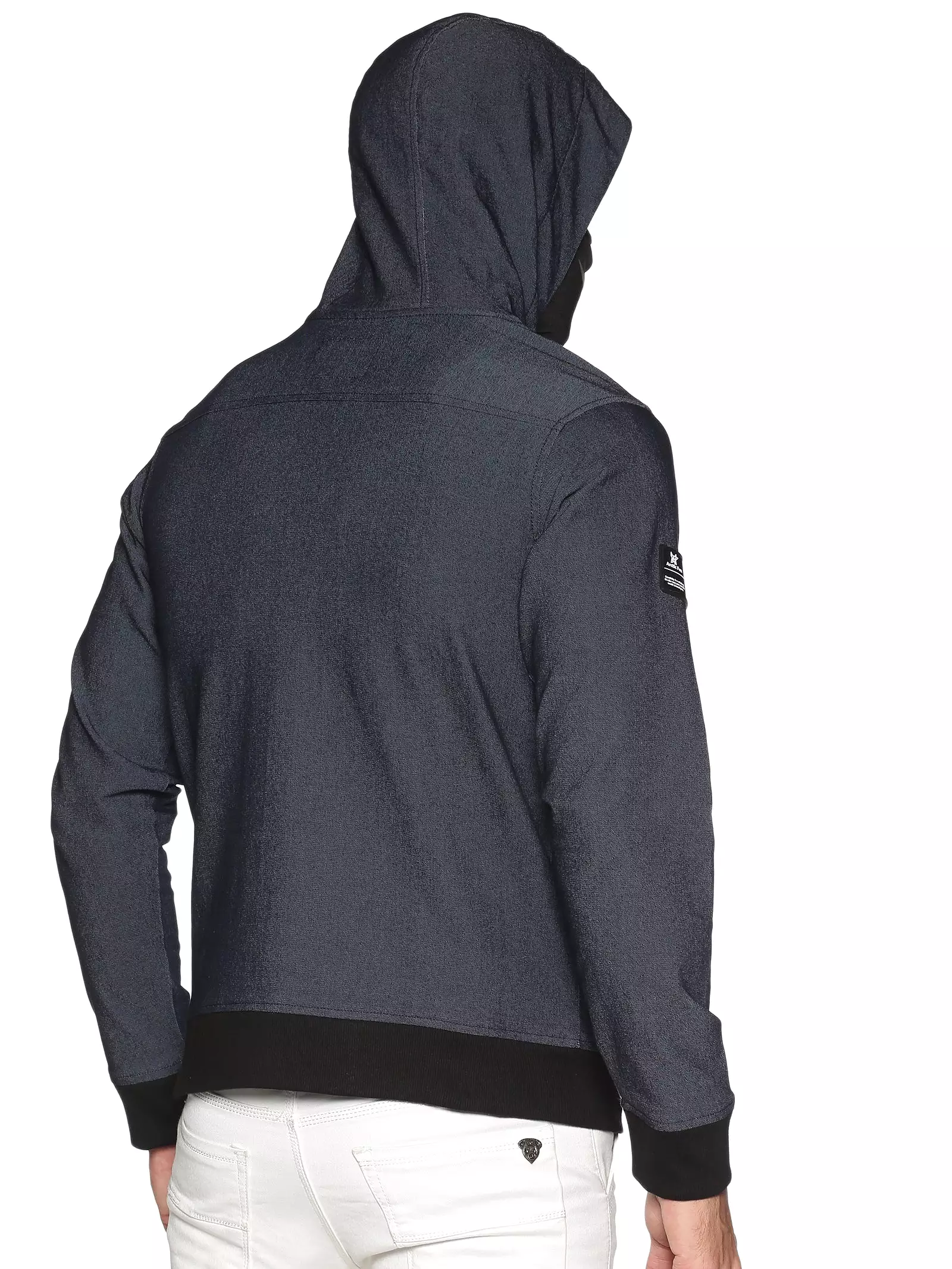 Arctic Fox Male Denim Black sweatshirts with Integrated Mask & Hoodies