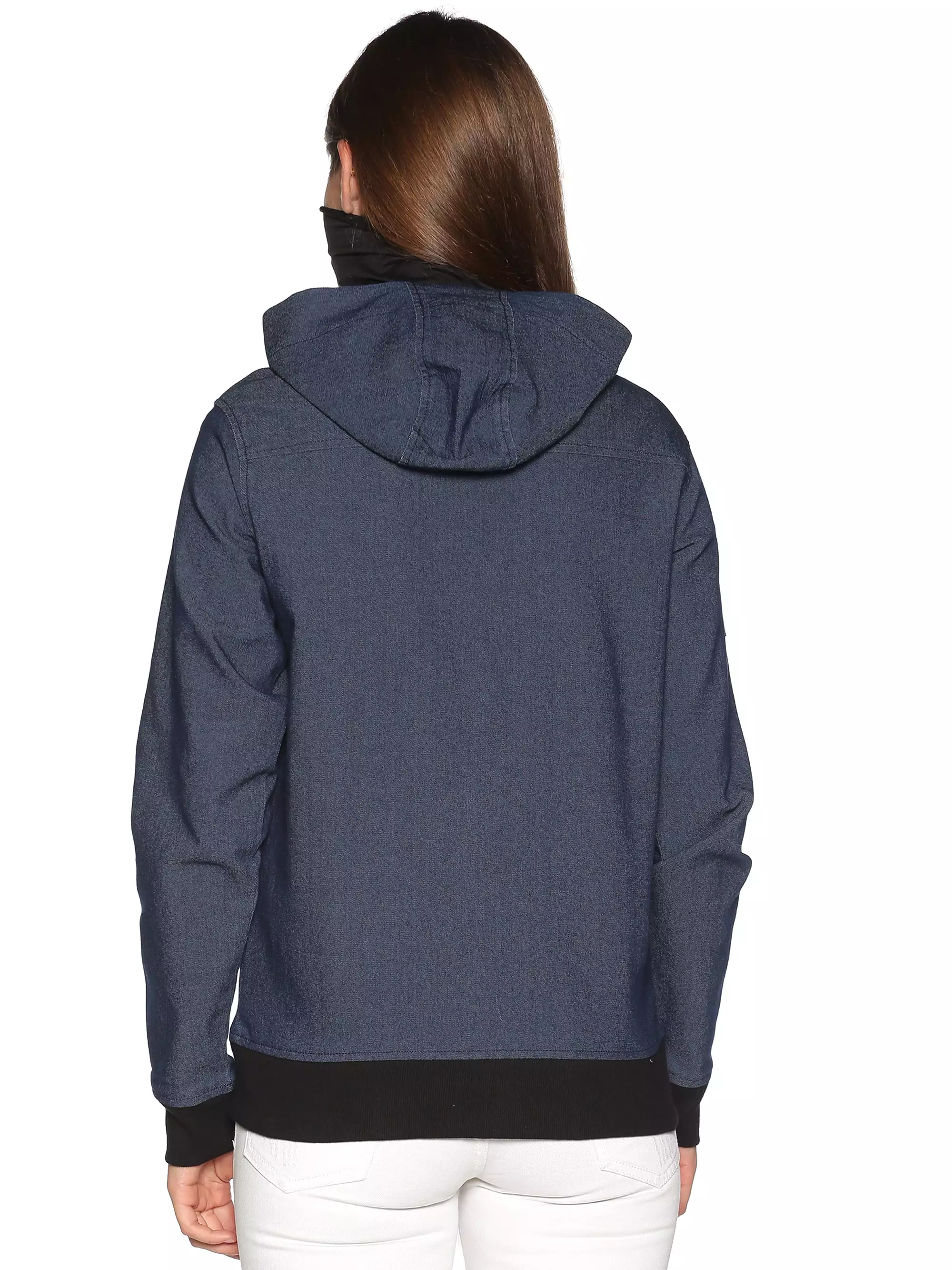 ArcticFox Female Denim Blue sweatshirt with Integrated Mask & Hoodies