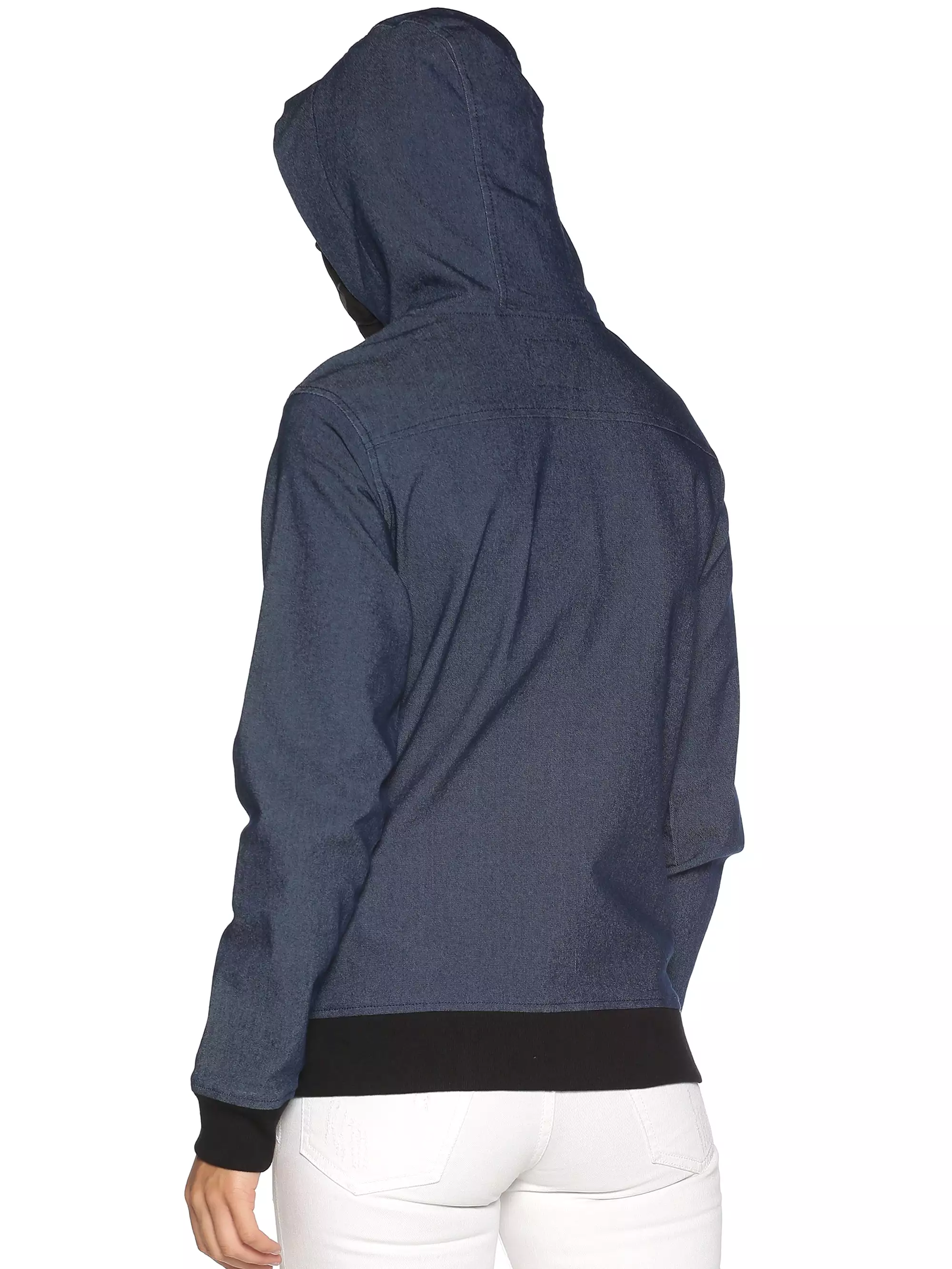 ArcticFox Female Denim Blue sweatshirt with Integrated Mask & Hoodies