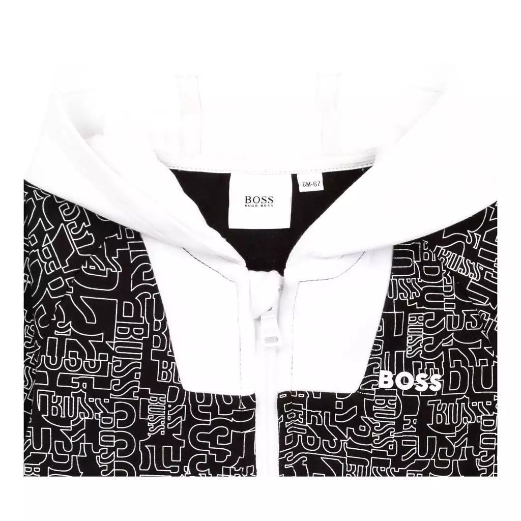 Black & White Logo Print Hoodie