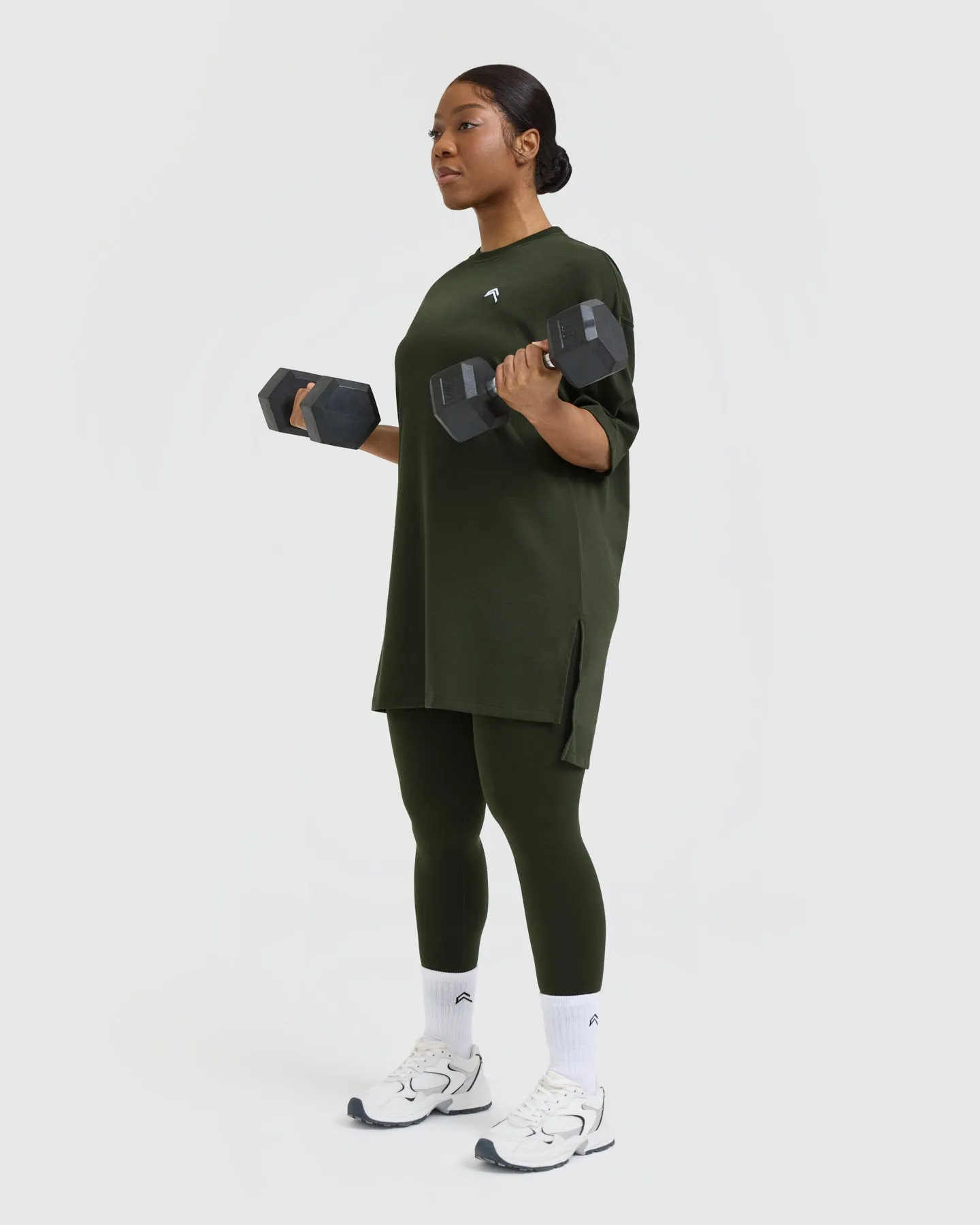 Classic Oversized Longline T-Shirt | Khaki