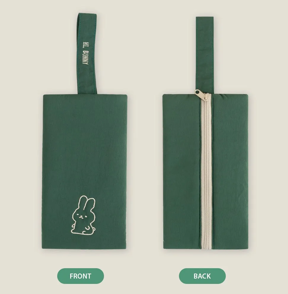 Cute Rabbit Hand Strap Pouches Slim Pencil Cases Lightweight Stationery