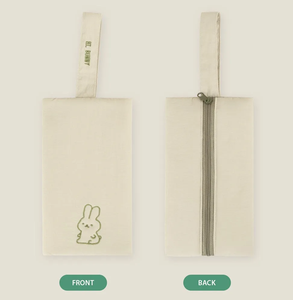 Cute Rabbit Hand Strap Pouches Slim Pencil Cases Lightweight Stationery