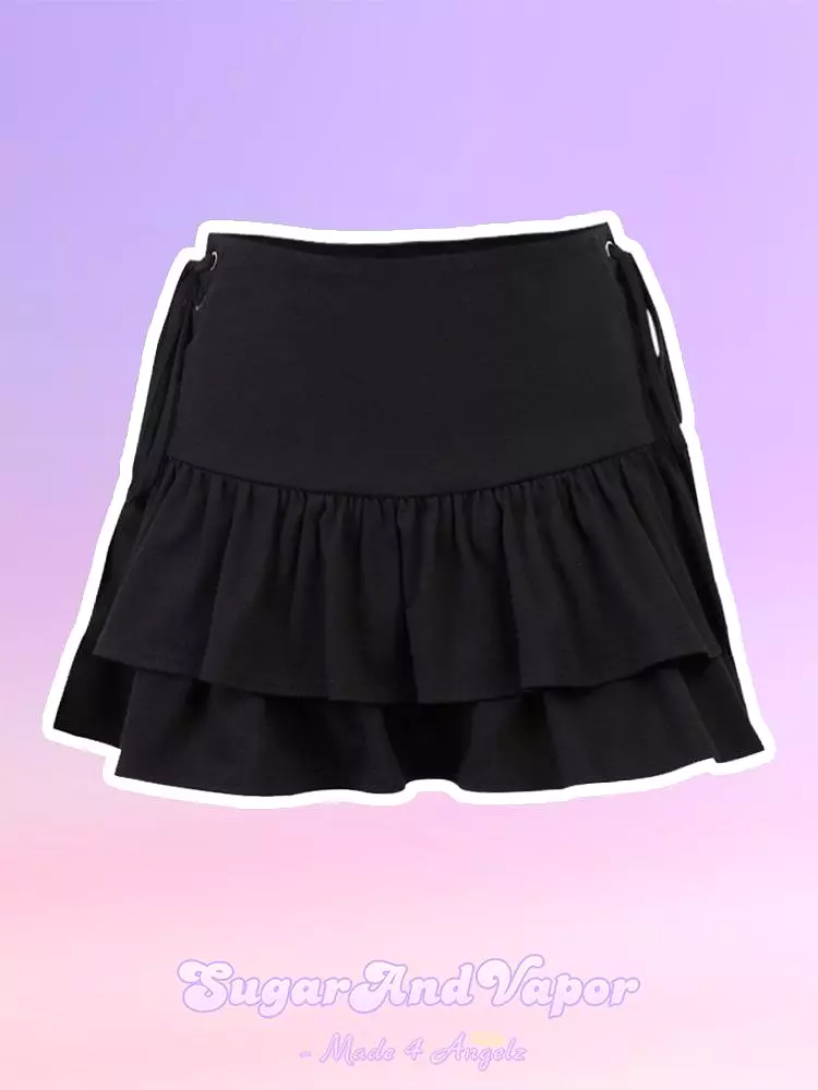 Delora Lace-up Ruffled Mini Skirt