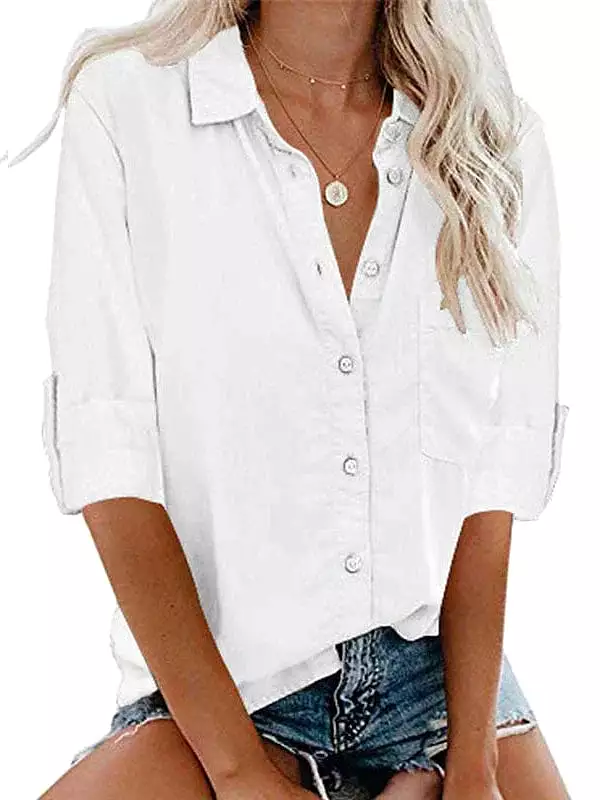 Elegant Black and White Women's Shirt Blouse