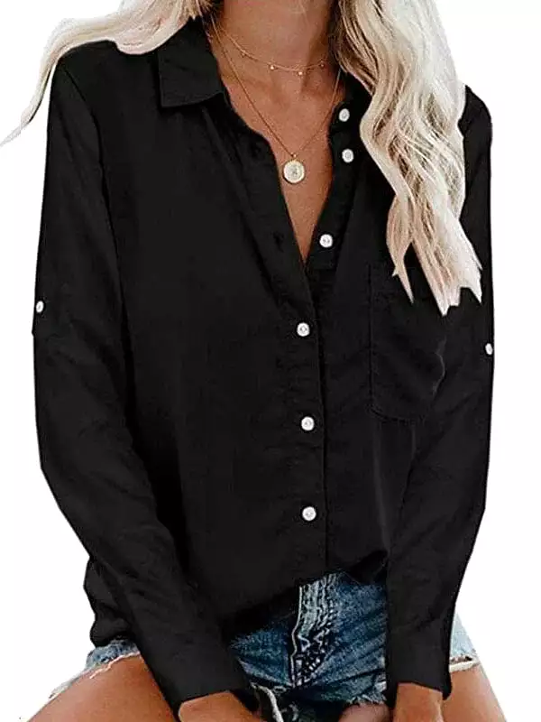 Elegant Black and White Women's Shirt Blouse