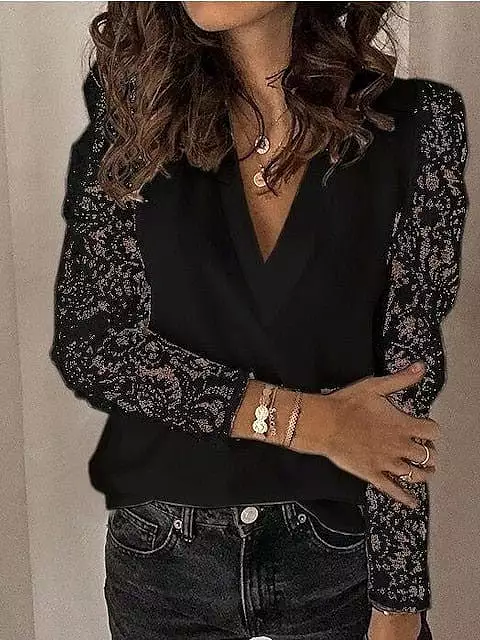 Elegant Lace Shirt Blouse for Women - Black, White, or Pink