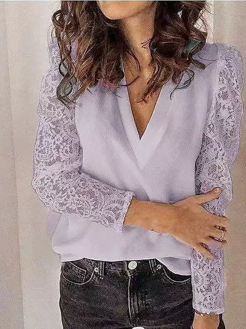 Elegant Lace Shirt Blouse for Women - Black, White, or Pink