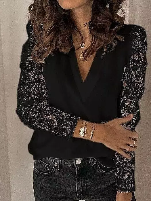 Elegant Lace Shirt Blouse for Women - Black, White, or Pink