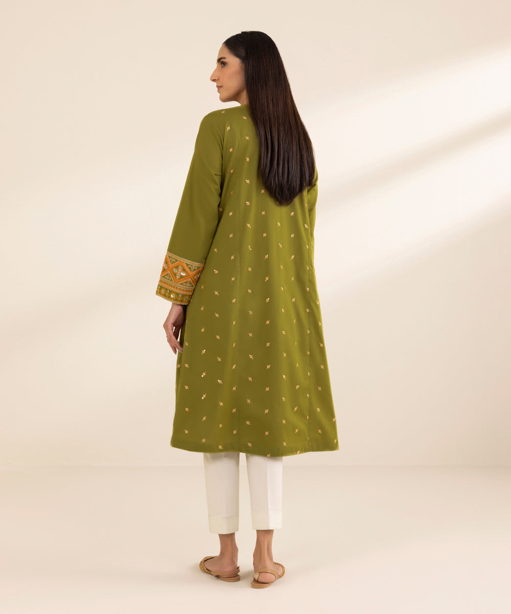 Embroidered Flared Lawn Shirt