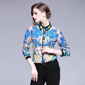 Floral Print Silk Shirt For Women