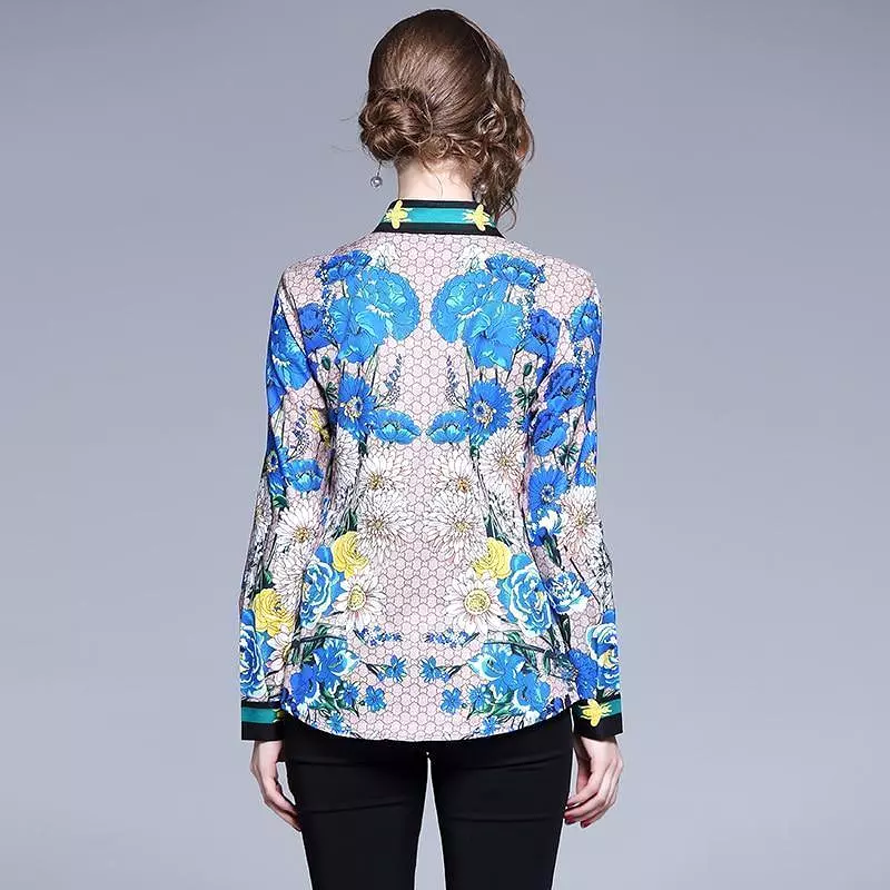 Floral Print Silk Shirt For Women