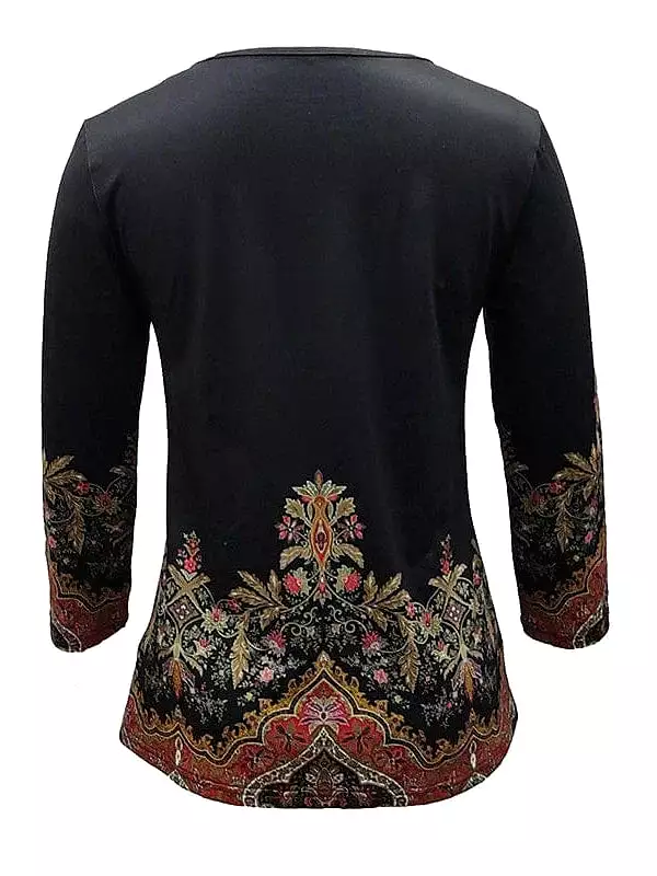 Floral Print Women's Long Sleeve T-shirt for Fall & Winter