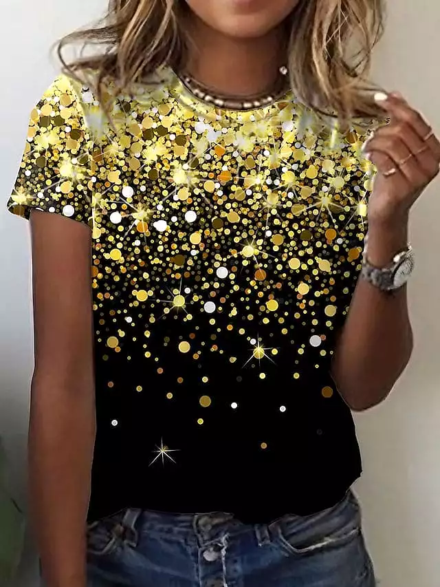 Galaxy Print Women's T-Shirt with Abstract Painting Design