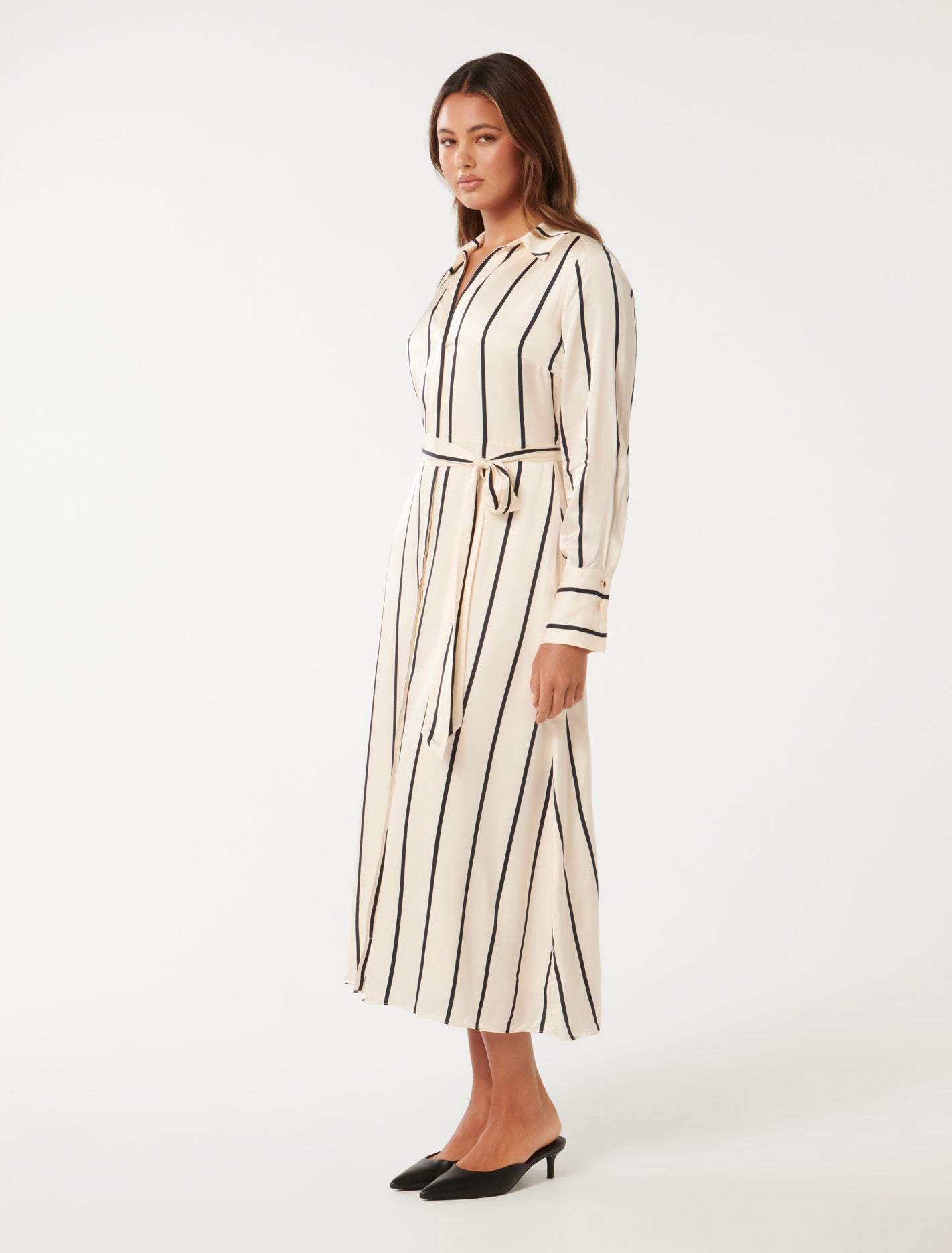 Janine Satin Shirt Midi Dress