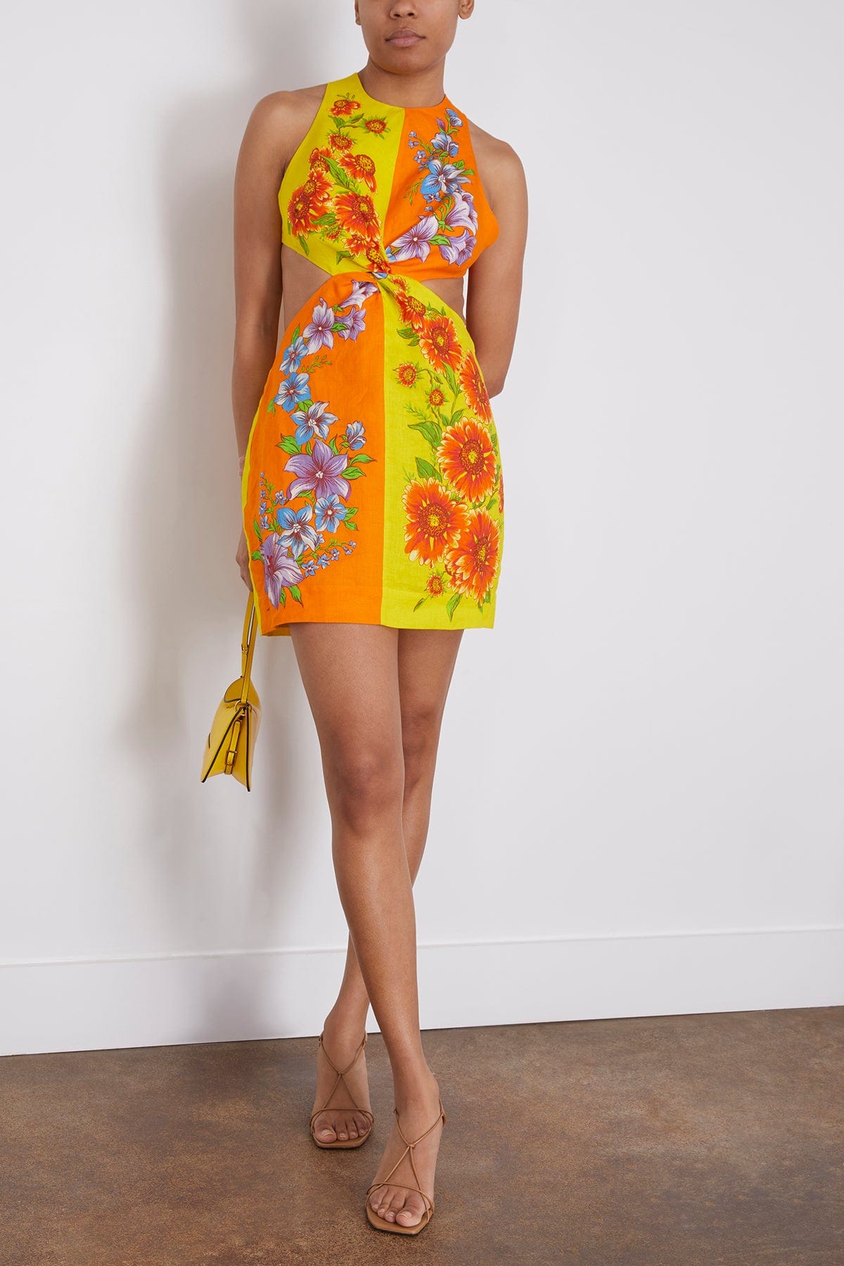 Jude Twist Mini Dress in Orange/Yellow