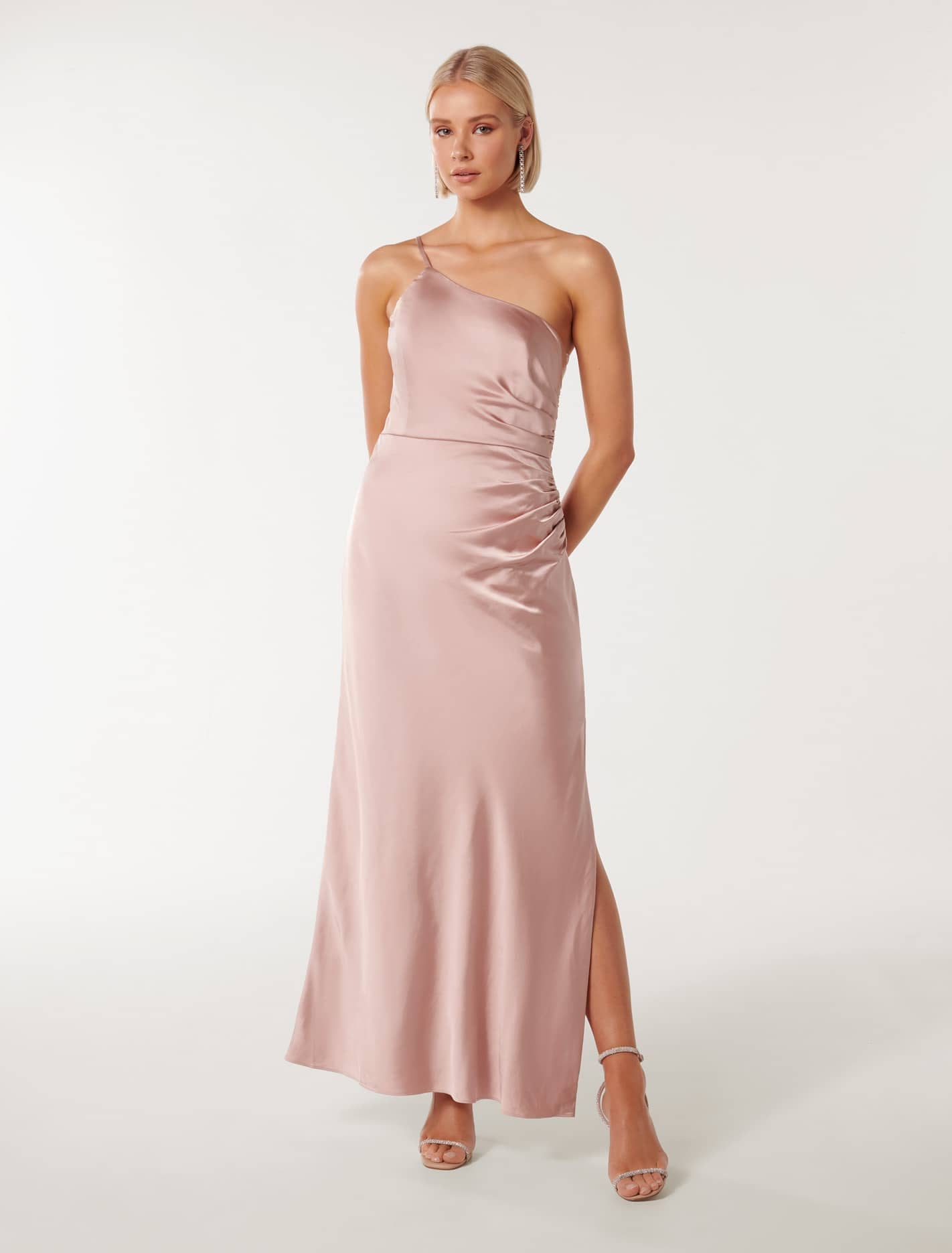 Kelly One Shoulder Satin Maxi Dress