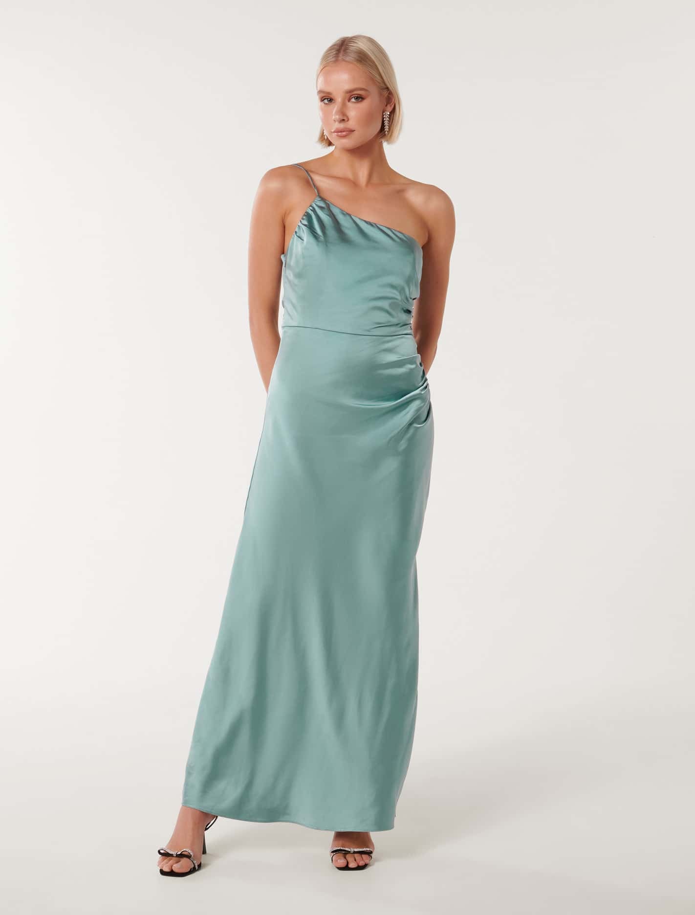 Kelly One Shoulder Satin Maxi Dress