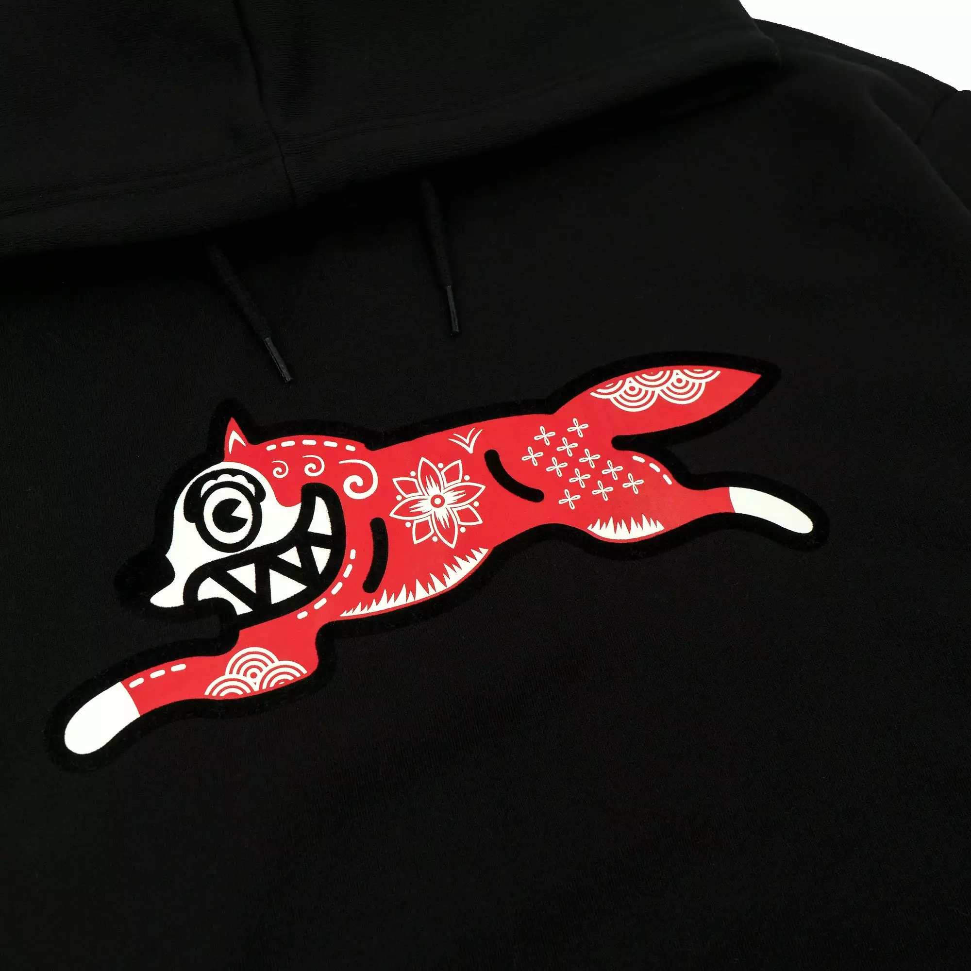 KIRIGAMI RUNNING DOG FLOCK HOODIE 'BLACK'