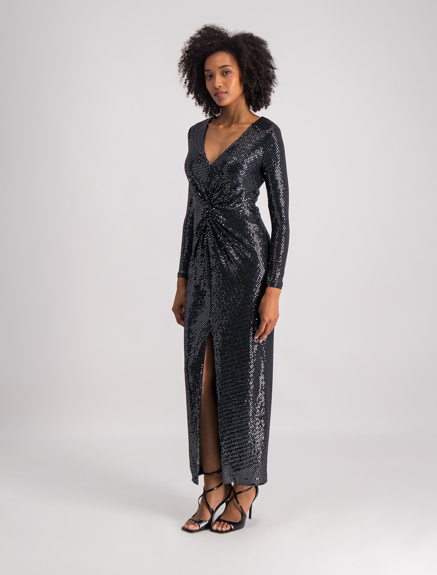 Larissa Metallic Twist Midi Dress