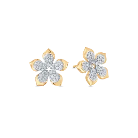 Lierre Gold and Diamond Pear Flower Stud Earring