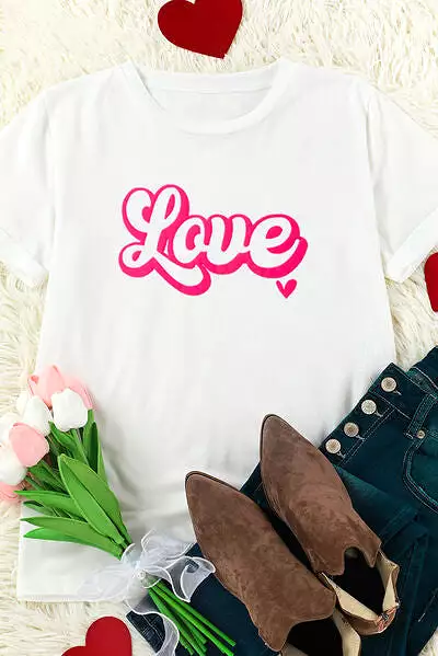 Love Round Neck Short Sleeve T-Shirt