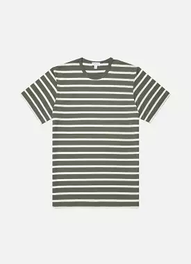 Men's Classic T-shirt in Khaki/Ecru Breton Stripe