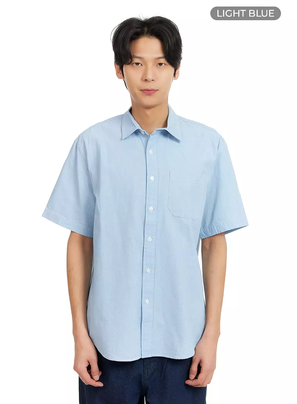 Men's Denim Short Sleeve Buttoned Shirt IA402