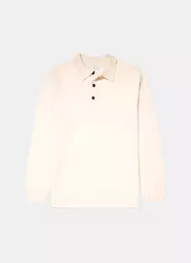 Men's Lambswool Polo Shirt in Ecru