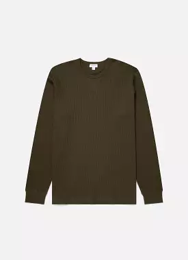 Men's Long Sleeve Waffle T-shirt in Dark Olive