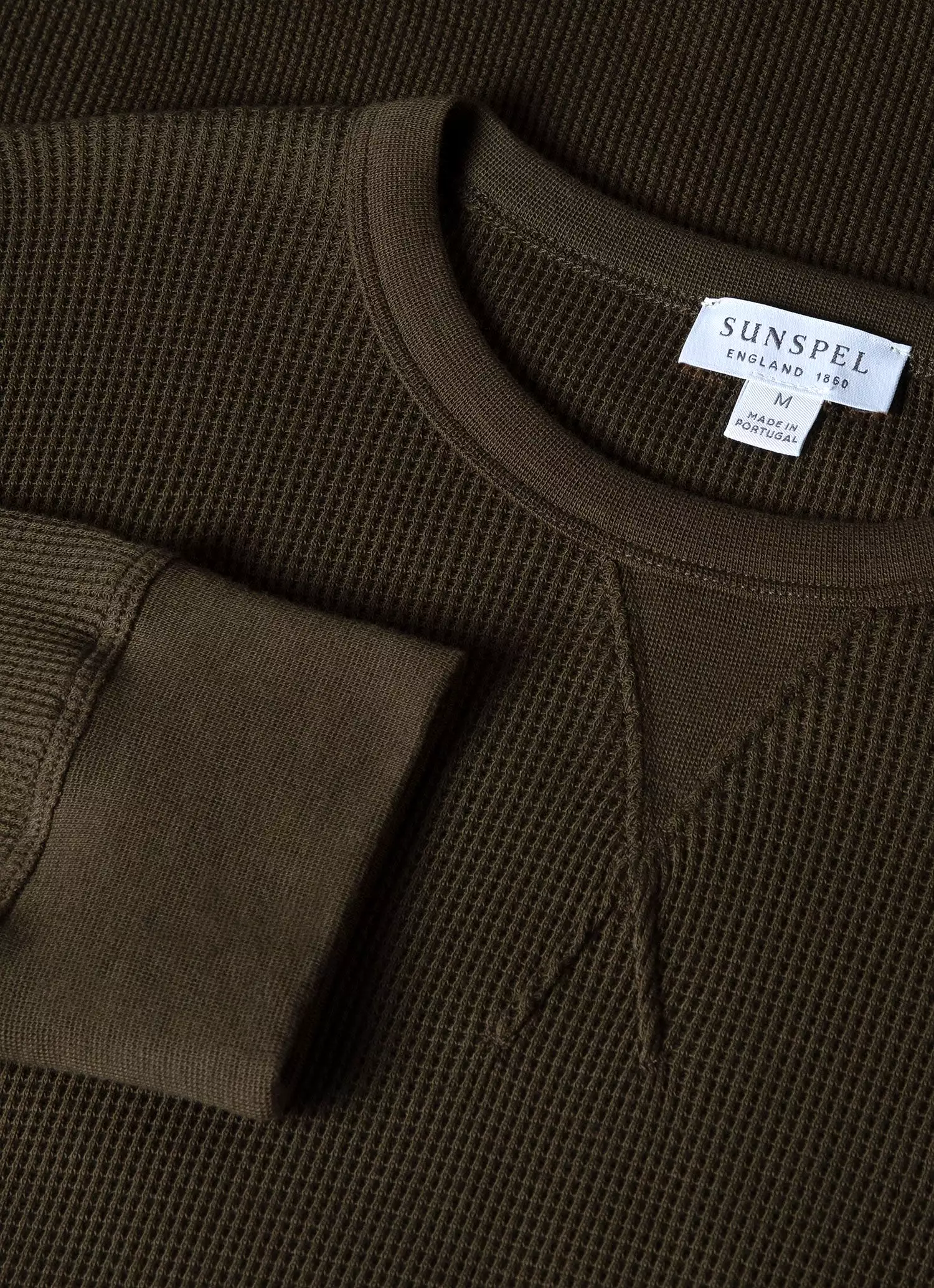 Men's Long Sleeve Waffle T-shirt in Dark Olive