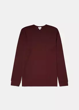 Men's Long Sleeve Waffle T-shirt in Maroon