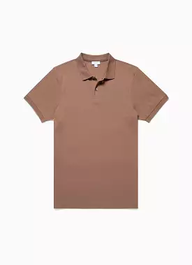 Men's Piqué Polo Shirt in Dark Sand