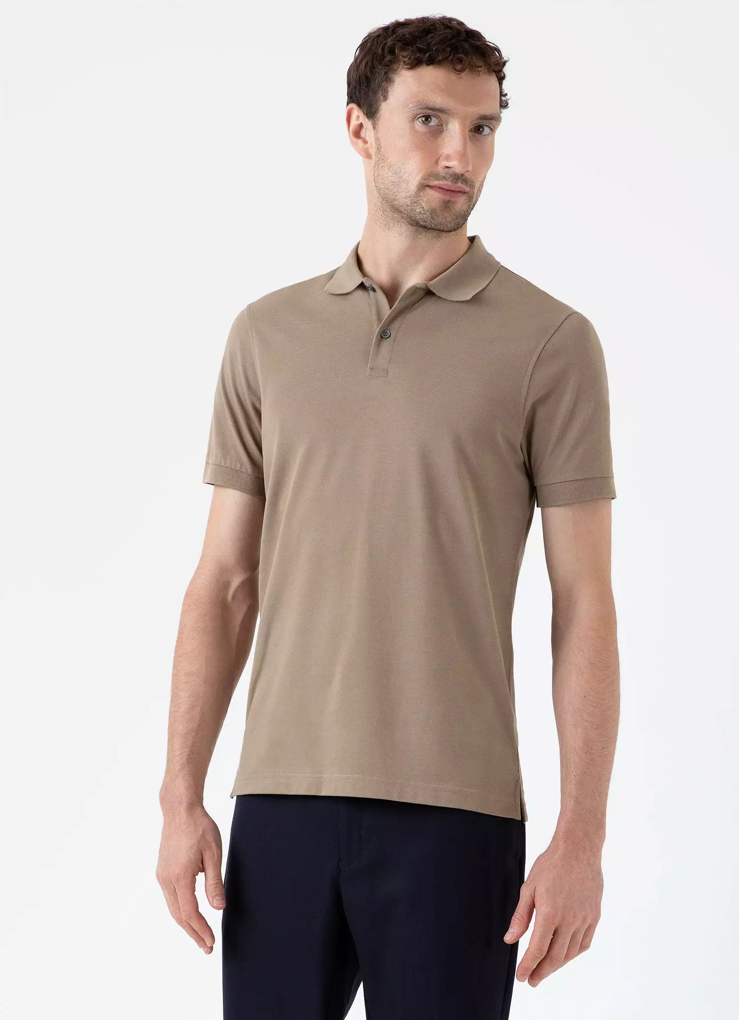 Men's Piqué Polo Shirt in Dark Stone