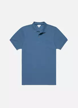 Men's Piqué Polo Shirt in Steel Blue