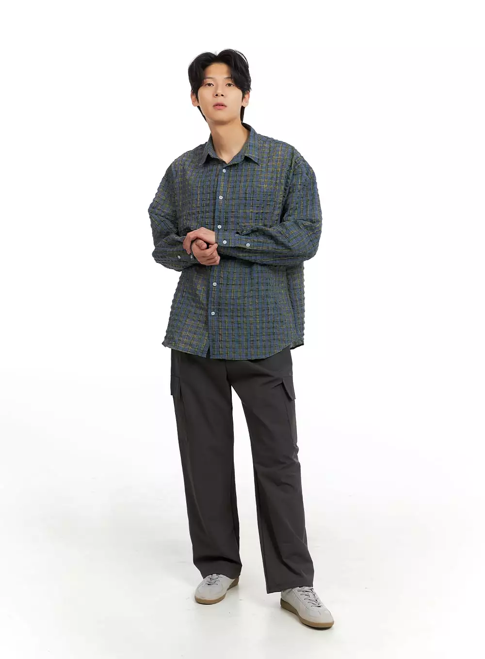 Men's Plaid Textured Shirt IA402