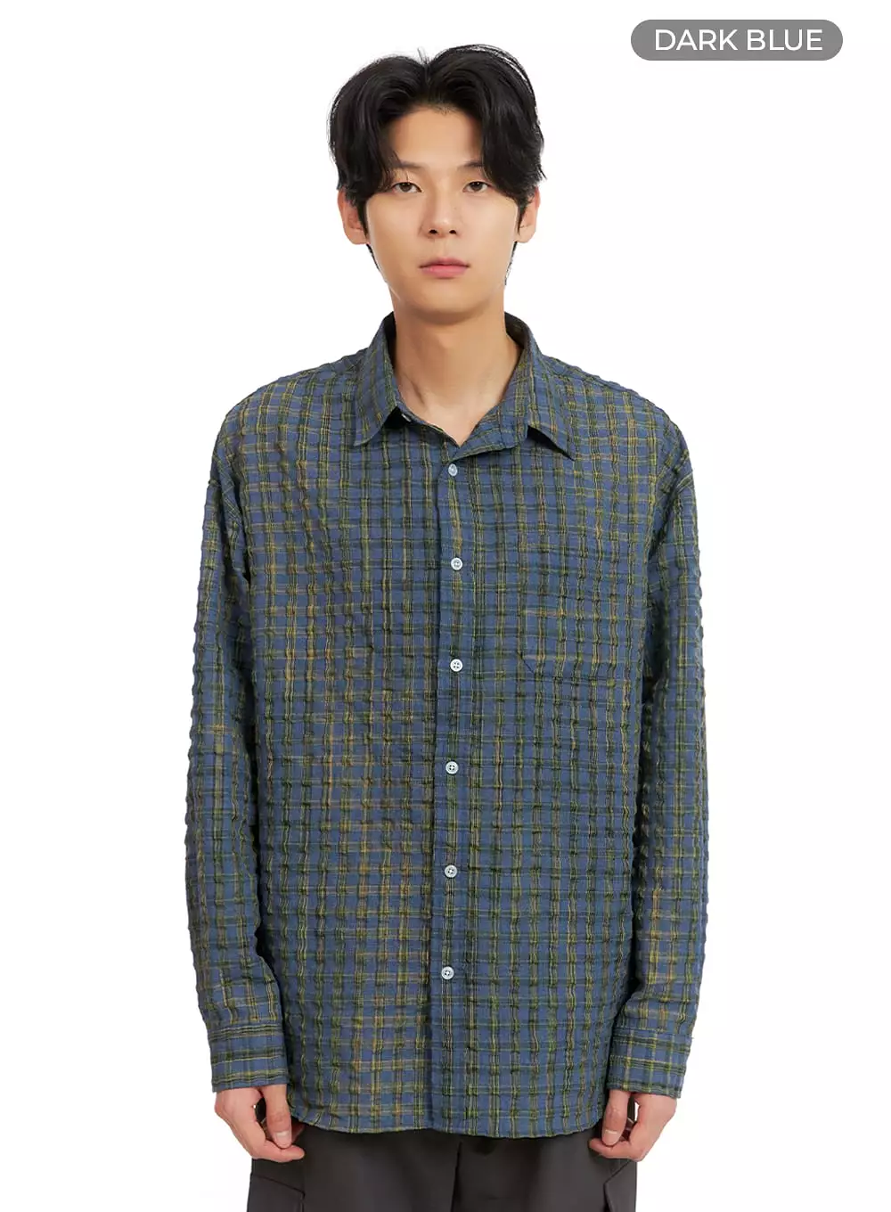 Men's Plaid Textured Shirt IA402