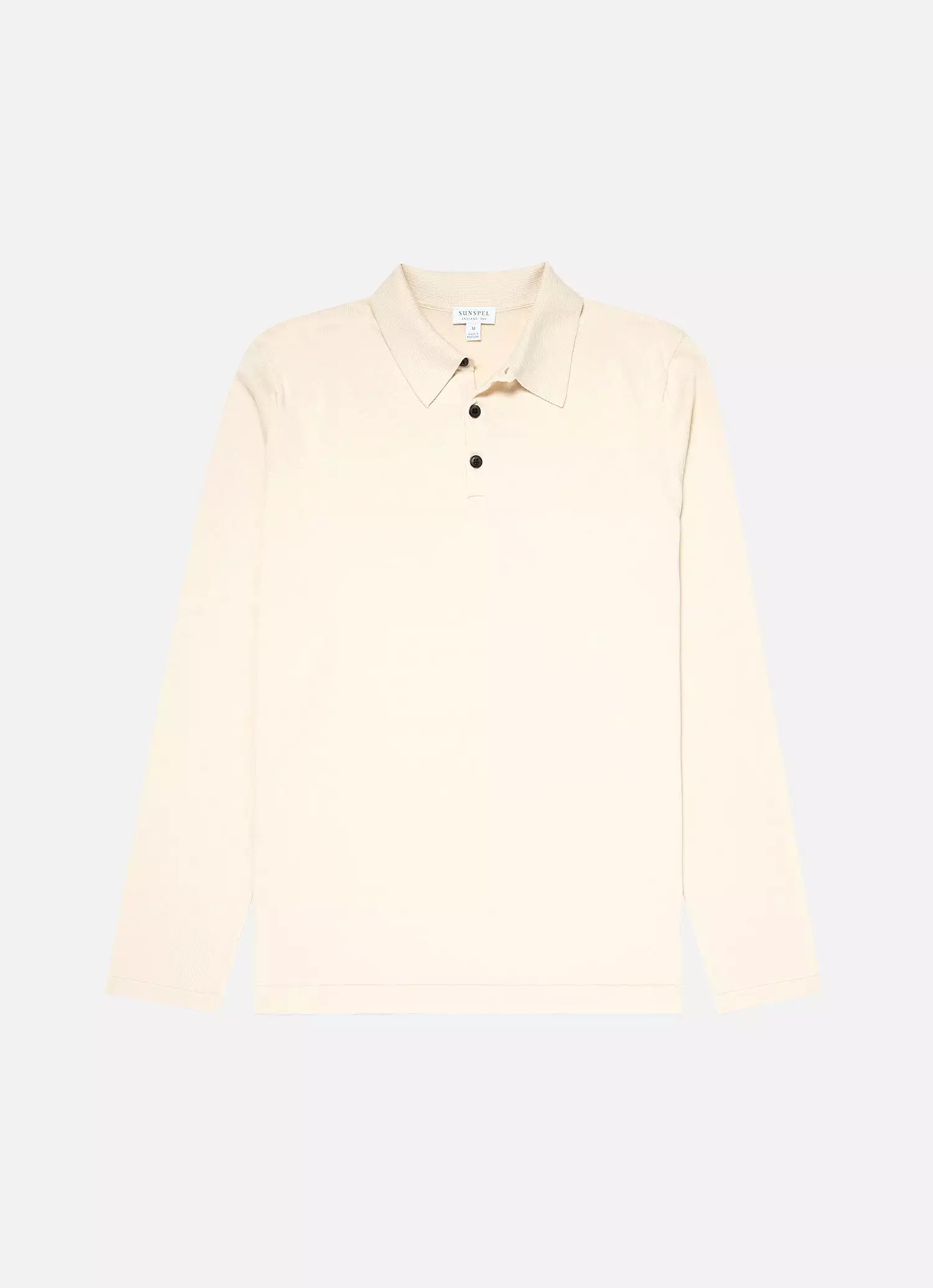 Men's Sea Island Cotton Long Sleeve Polo Shirt in Undyed