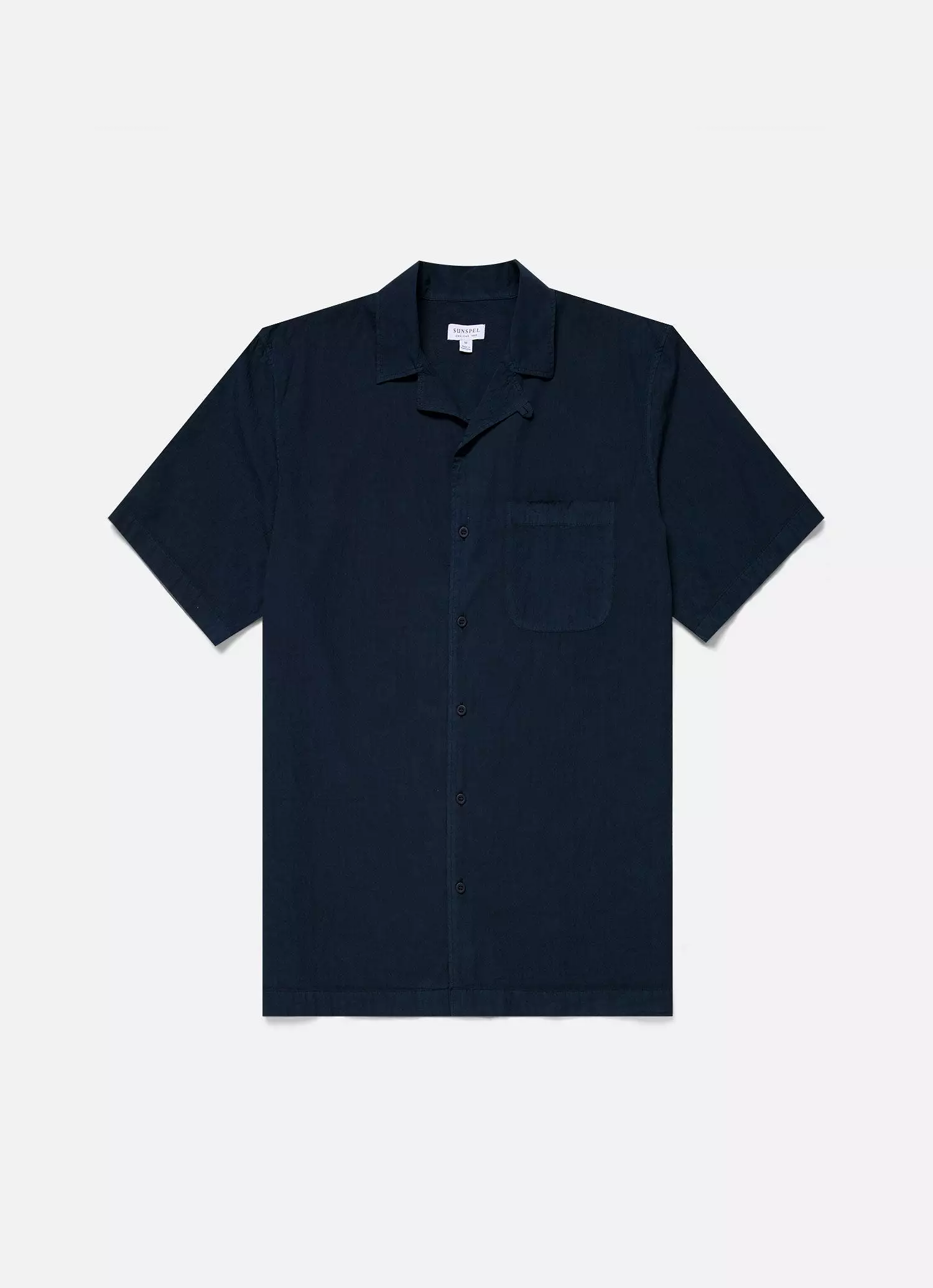 Men's Seersucker Camp Collar Shirt in Navy