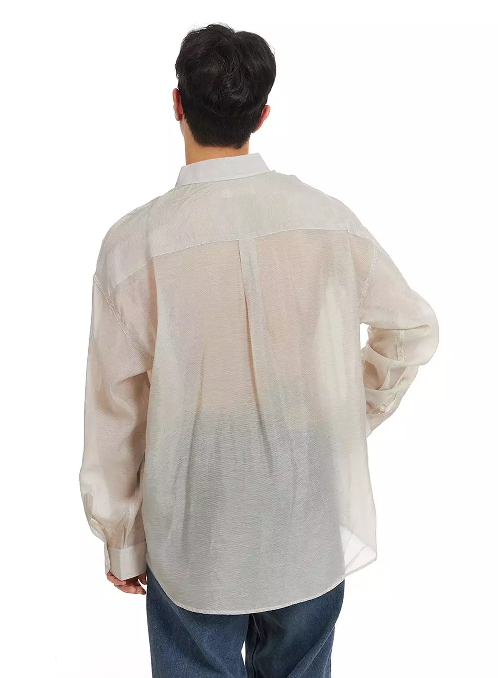 Men's Semi Sheer Button Shirt IA402