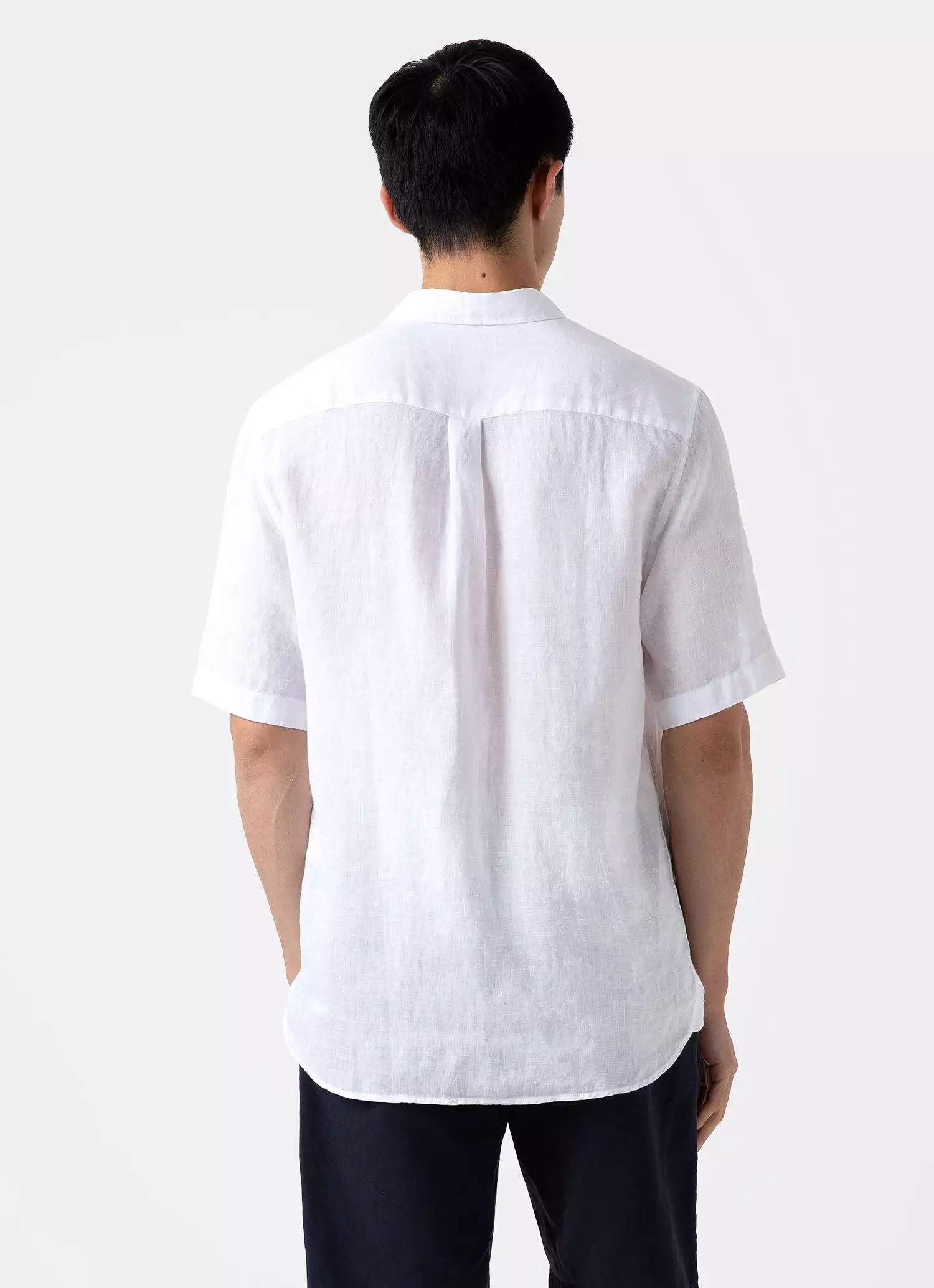 Men's Short Sleeve Linen Shirt in White