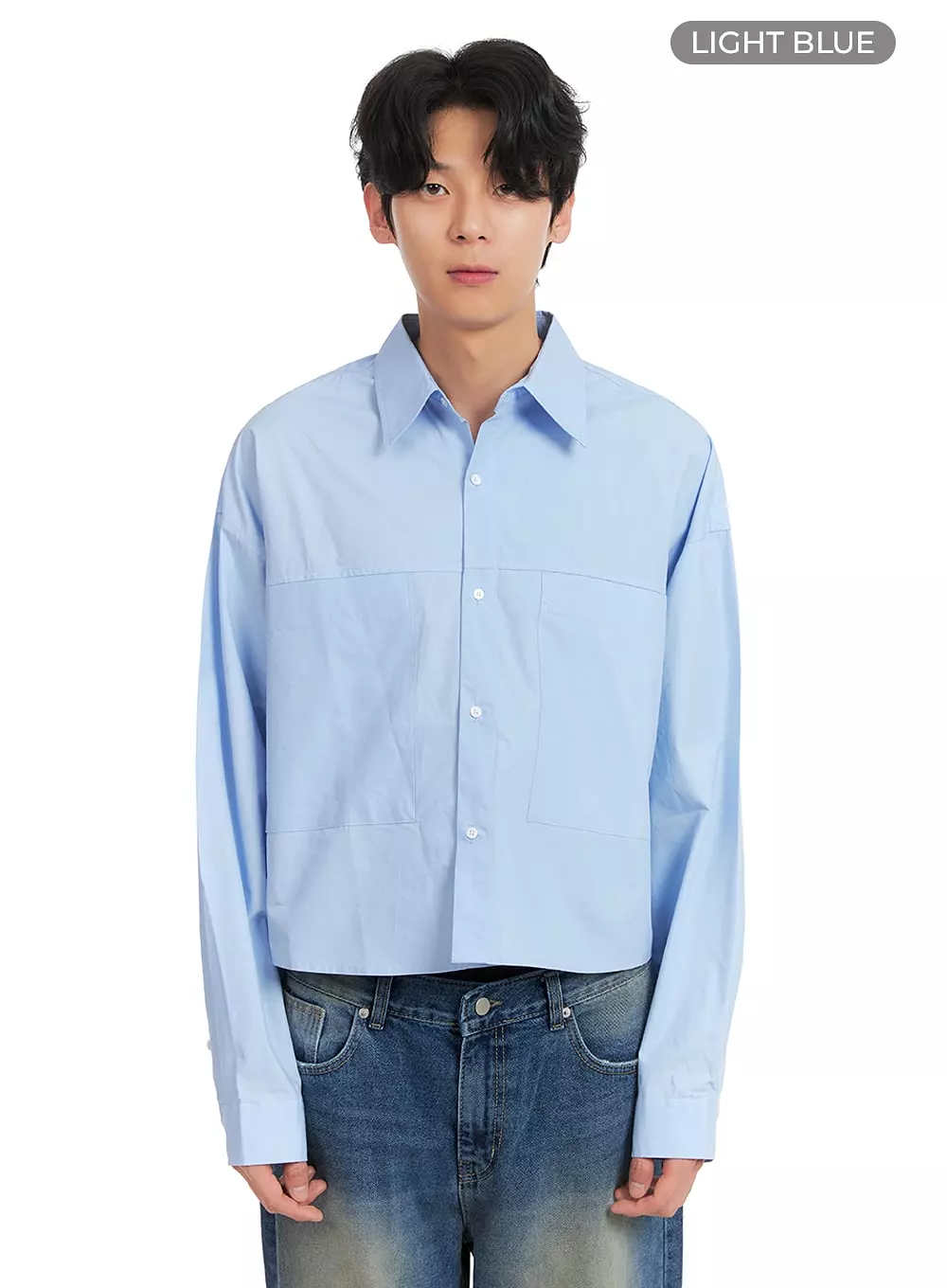 Men's Solid Cotton Crop Shirt IA401