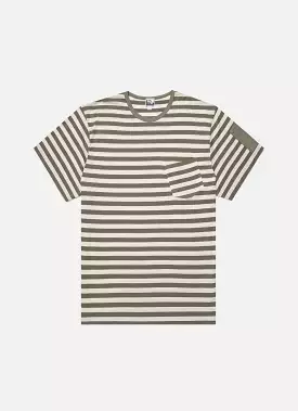 Men's Sunspel x Nigel Cabourn T-shirt in Army Green/Stone White