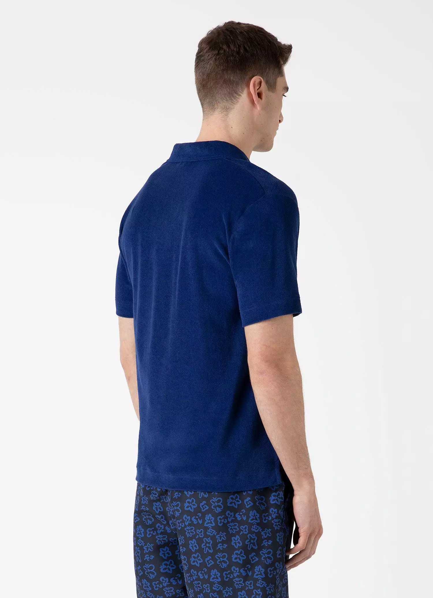 Men's Towelling Polo Shirt in Space Blue