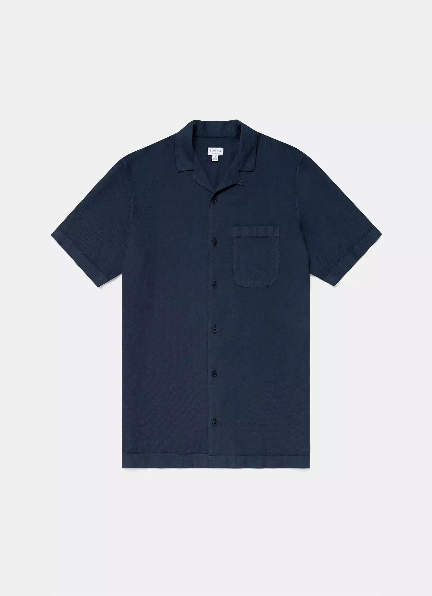 Men's Waffle Camp Collar Shirt in Navy