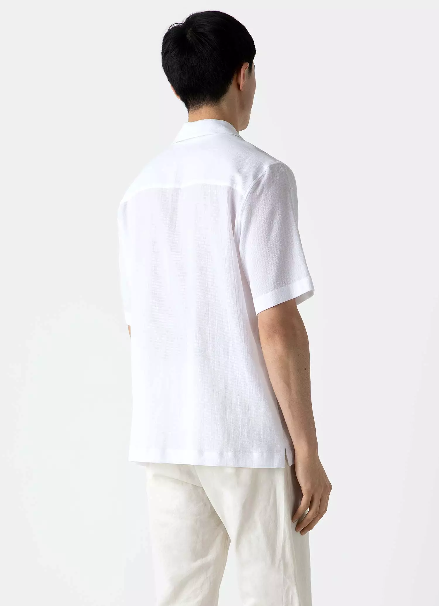 Men's Waffle Camp Collar Shirt in White